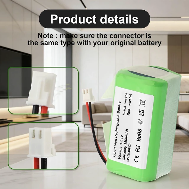Alt view image 4 of 7 - MULS 14.4V RVBAT850 Battery for Shark ION/IQ/AI R1000C, RV1100S1US, RV850