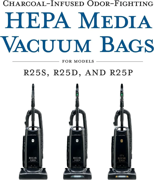 Alt view image 2 of 6 - Riccar R25 Series HEPA Vacuum Cleaner Bags, Charcoal-Infused Gray, Six Bags Included, R25HC-6