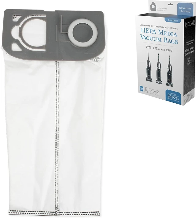 Alt view image 6 of 6 - Riccar R25 Series HEPA Vacuum Cleaner Bags, Charcoal-Infused Gray, Six Bags Included, R25HC-6