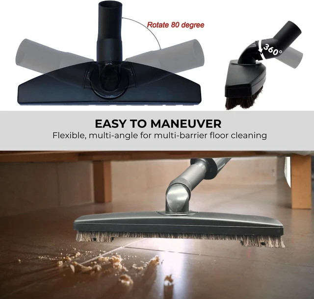 Alt view image 7 of 7 - Vacuum Floor Brush & Extension Wand for Vacuum Cleaners with 1 ¼ inch (1.25'') (32mm) Inner Diameter with Horse Hair Soft Bristles - Hardwood Floor Attachment & Vacuum Extension Tube