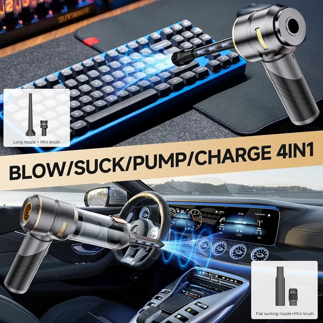 Alt view image 3 of 7 - Car Vacuum Portable Cordless 22000PA High Power Handheld Mini Vacuum Cleaner Rechargeable Foldable with Brushless Motor Air Blower Duster Pump for Car Home Office Pet (Gray)