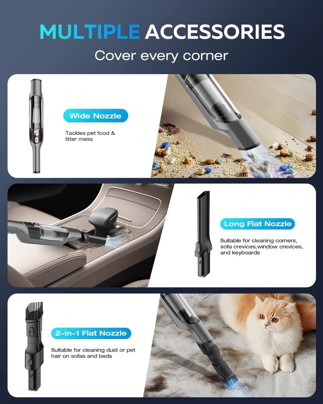 Alt view image 5 of 7 - Zefiro Handheld Vacuum Cordless 25000PA Portable
