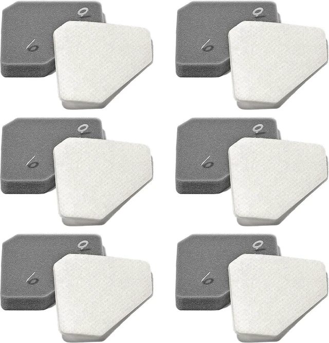 Main image of 6 Pack BU3523 BU3120 Pre-Motor Foam Felt Filter Kits compatible with Shark BU3120 Clean Lightweight Cordless Cleaner, Shark BU3523 Clean Empty Cordless Stick Vacuum, Auto Empty System, XFBU3000