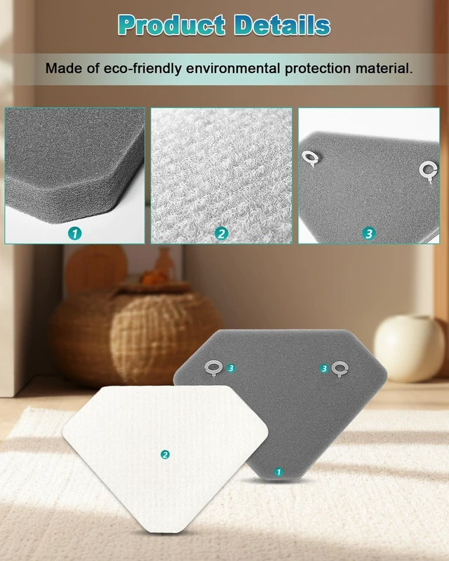 Alt view image 3 of 7 - 6 Pack BU3523 BU3120 Pre-Motor Foam Felt Filter Kits compatible with Shark BU3120 Clean Lightweight Cordless Cleaner, Shark BU3523 Clean Empty Cordless Stick Vacuum, Auto Empty System, XFBU3000