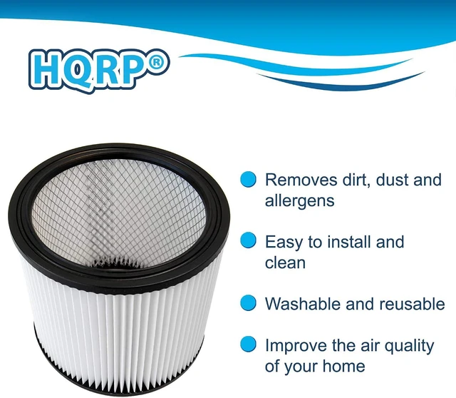 Alt view image 2 of 6 - HQRP Cartridge Filter 2-Pack compatible with Shop-Vac 90340 Vacuum Cleaner