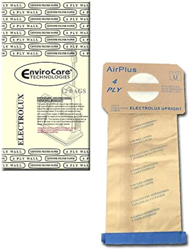 Main image of EnviroCare Replacement 4 Layer Filtration Vacuum Cleaner Dust Bags Made to fit Electrolux Style U Discovery Uprights 12 Pack
