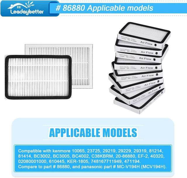 Alt view image 2 of 6 - Leadaybetter 8 Pack Vacuum Cleaner HEPA Filter Replacement for Sears Kenmore EF-2, Replace Part #86880