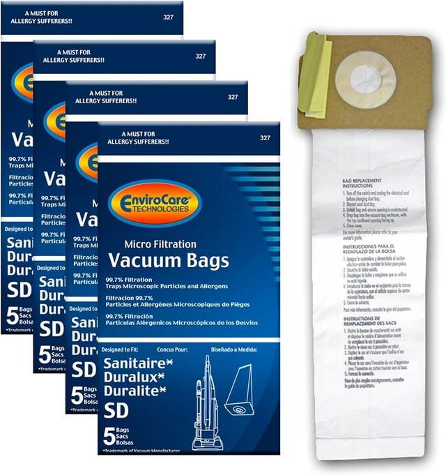 Main image of EnviroCare Replacement Micro Filtration Vacuum Cleaner Dust Bags made to fit Sanitaire, Duralux, and Duralite Style SD 20 Pack