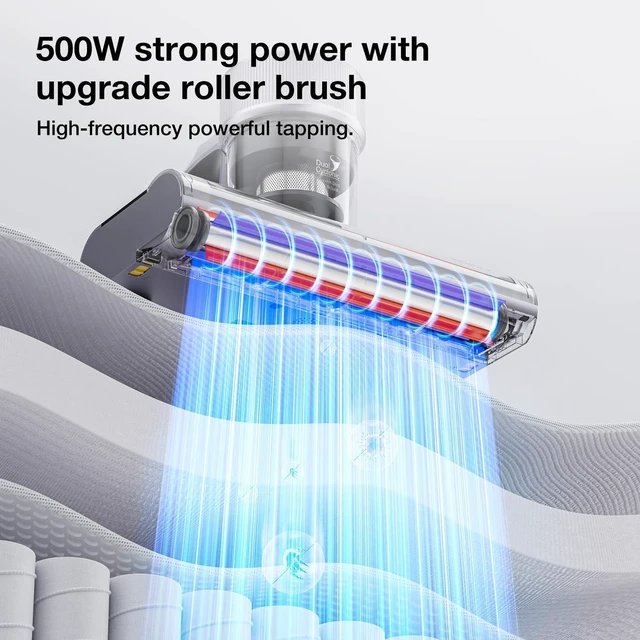 Alt view image 2 of 7 - Jimmy WB81 Mattress Vacuum Cleaner, Upgraded Roller Brush, Smart Dust Sensor LED, UV Light and Ultrasound, PTC Heating, Best for Pet Hair and Anti-allergen (WB81, 2025 New Model)