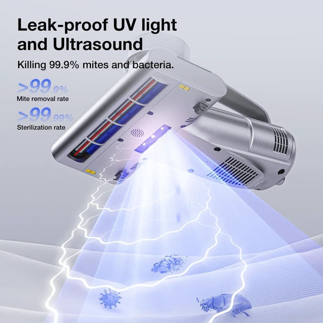 Alt view image 4 of 7 - Jimmy WB81 Mattress Vacuum Cleaner, Upgraded Roller Brush, Smart Dust Sensor LED, UV Light and Ultrasound, PTC Heating, Best for Pet Hair and Anti-allergen (WB81, 2025 New Model)