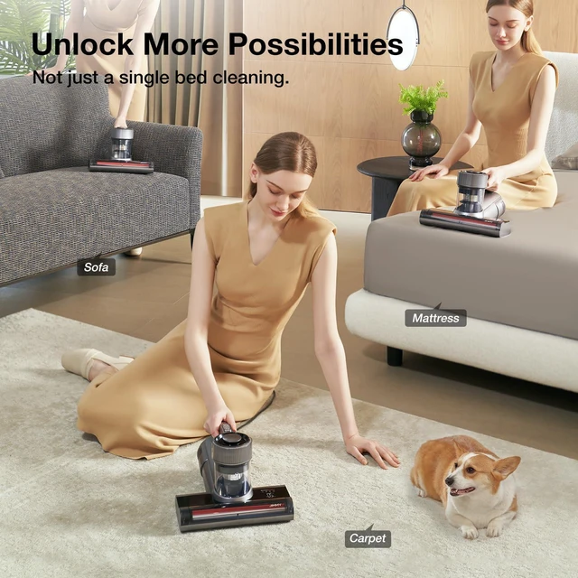 Alt view image 5 of 7 - Jimmy WB81 Mattress Vacuum Cleaner, Upgraded Roller Brush, Smart Dust Sensor LED, UV Light and Ultrasound, PTC Heating, Best for Pet Hair and Anti-allergen (WB81, 2025 New Model)