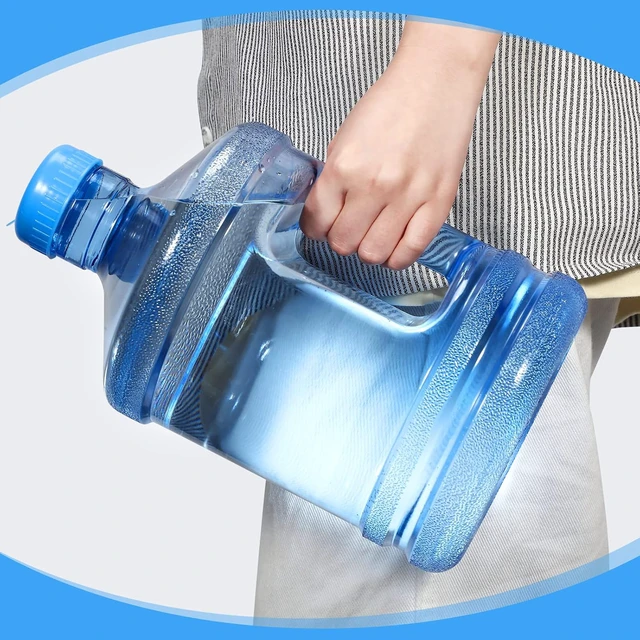 Alt view image 4 of 7 - Hoolerry 2 Pieces Water Bottle 1 Gallon Round Plastic Water Jug with Handle Reusable Leak Proof Bottle for Gym Sports Office Daily Cold Liquids Drinking Use, Blue