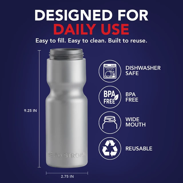 Alt view image 4 of 7 - 50 Strong | Bulk Water Bottles, 24-Pack, 22 oz, Sports Squeeze, Silver