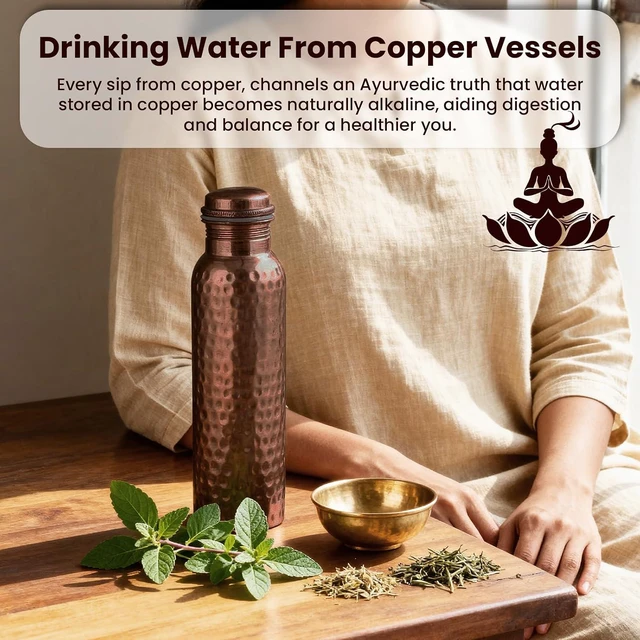 Alt view image 2 of 7 - Craft Trade Antique Copper Water Bottle for Drinking & Travel, 32 oz