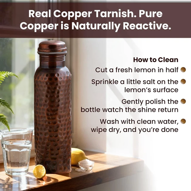 Alt view image 3 of 7 - Craft Trade Antique Copper Water Bottle for Drinking & Travel, 32 oz