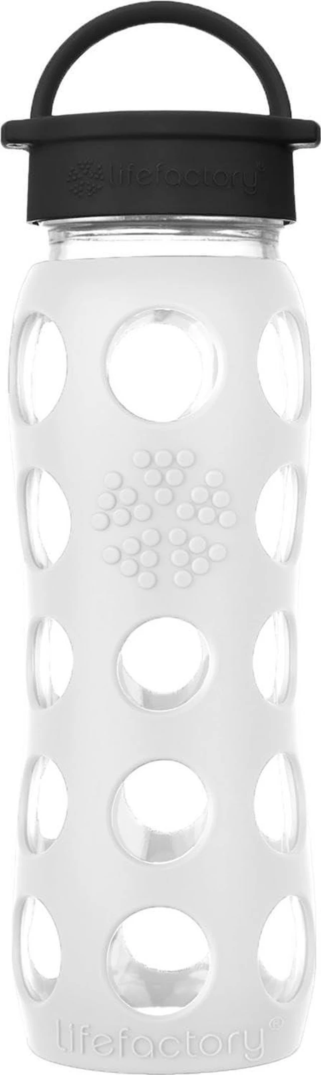 Main image of Lifefactory 22oz Glass Water Bottle with Classic Chug Cap, Optic White