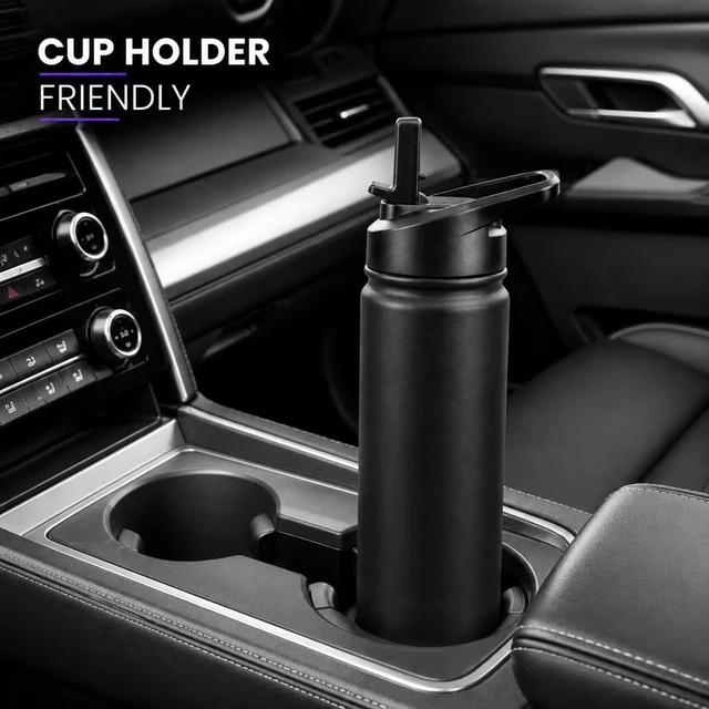 Alt view image 7 of 7 - mininoo Insulated Stainless Steel Water Bottle with Straw and Lid for Sports, 24 oz, Black