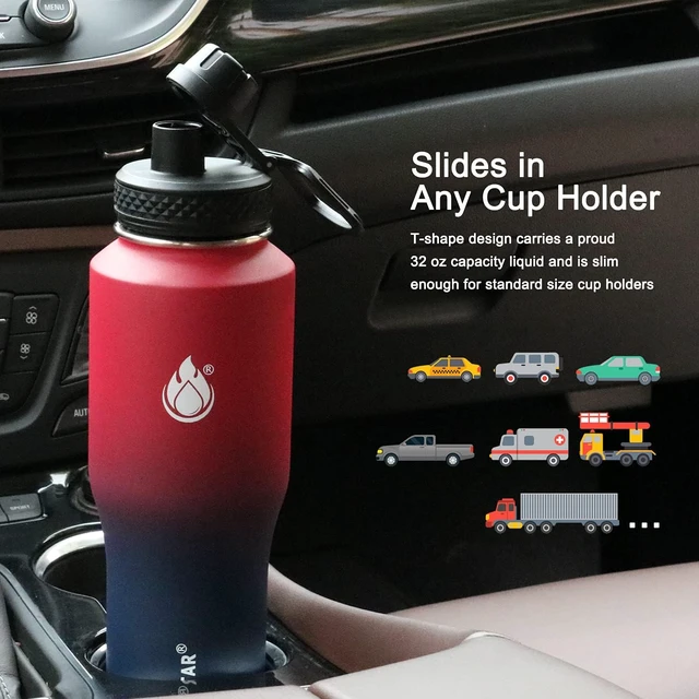 Alt view image 2 of 7 - SENDESTAR 32oz Water Bottle Wide Mouth Stainless Steel Vacuum Insulated Double Wall with 2 Straw Lids Fit in Any Car Cup Holder