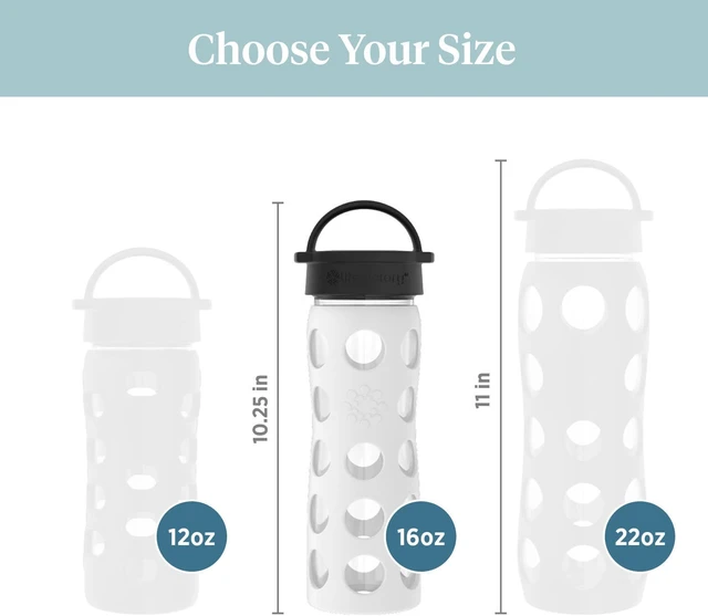 Alt view image 5 of 7 - Lifefactory 16oz Glass Water Bottle with Classic Chug Cap, Optic White
