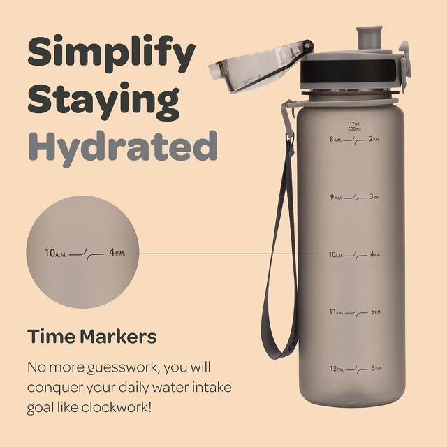 Alt view image 3 of 7 - Hydracy Motivational Water Bottle with Time Marker & Fruit Infuser 17 oz