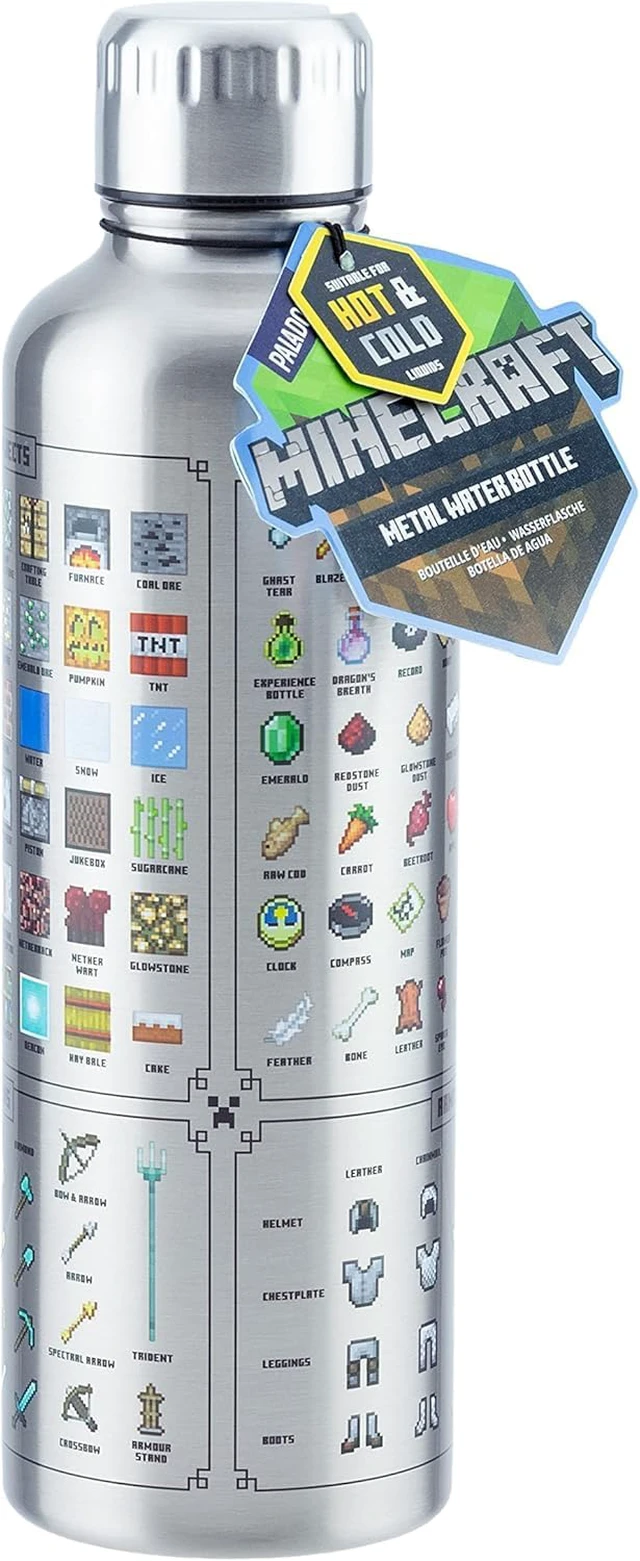 Alt view image 4 of 7 - Paladone Minecraft Metal Water Bottle | Officially Licensed Gaming Merchandise