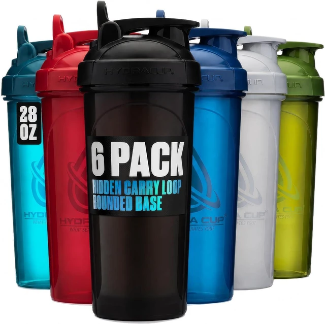 Alt view image 2 of 7 - Hydra Cup 6 Pack 28oz Protein Shaker Bottles with Patented Carry Handle