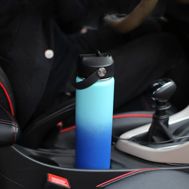 Alt view image 6 of 7 - SENDESTAR Insulated Water Bottle 24 oz, Double Wall Vacuum Leak Proof Stainless Steel Sports Water BottleWide Mouth with New Flex Straw Lid & Spout Lid (Deep Blue&Black)