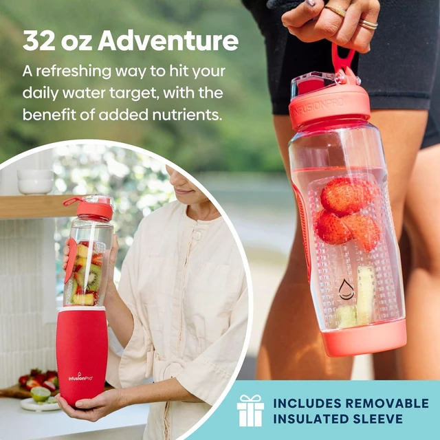 Alt view image 5 of 7 - Infusion Pro 32 oz Fruit Infuser Water Bottle with Straw Lid