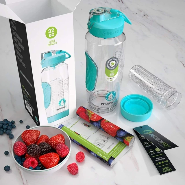Alt view image 4 of 7 - Infusion Pro 32 oz Fruit Infuser Water Bottle with Straw Lid