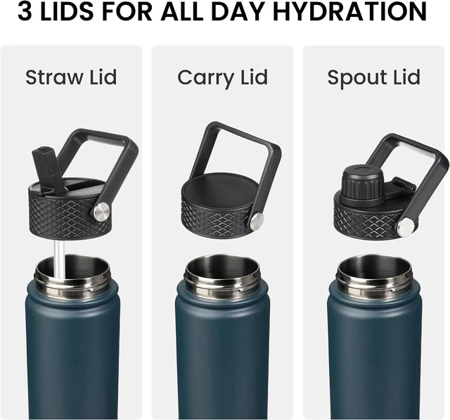Alt view image 4 of 7 - Konokyo 32 oz Insulated Stainless Steel Water Bottle with Straw Lid