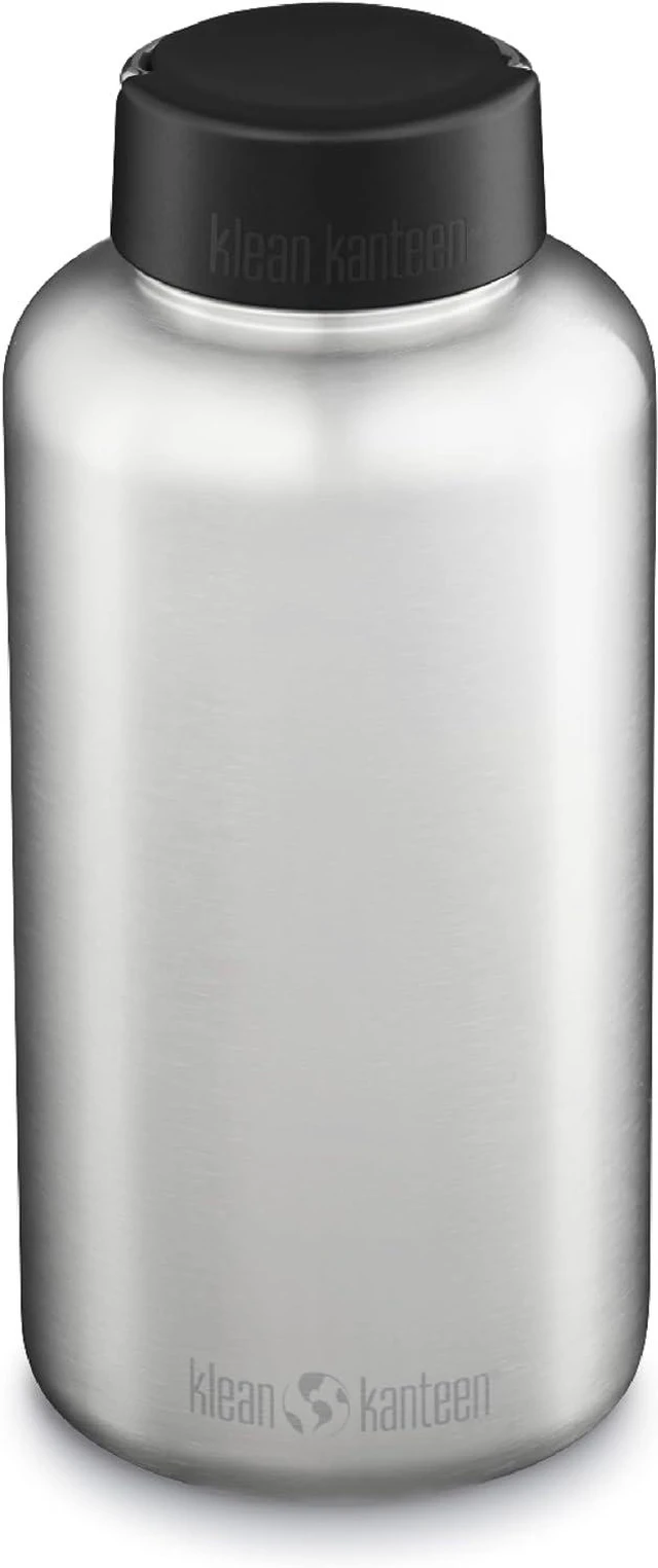 Main image of Klean Kanteen Wide Water Bottle with Loop Cap - Stainless Steel Water Bottle for Daily Hydration & Outdoor Use - Non-Insulated - BPA Free, Dishwasher Safe - Brushed Stainless, 64 oz