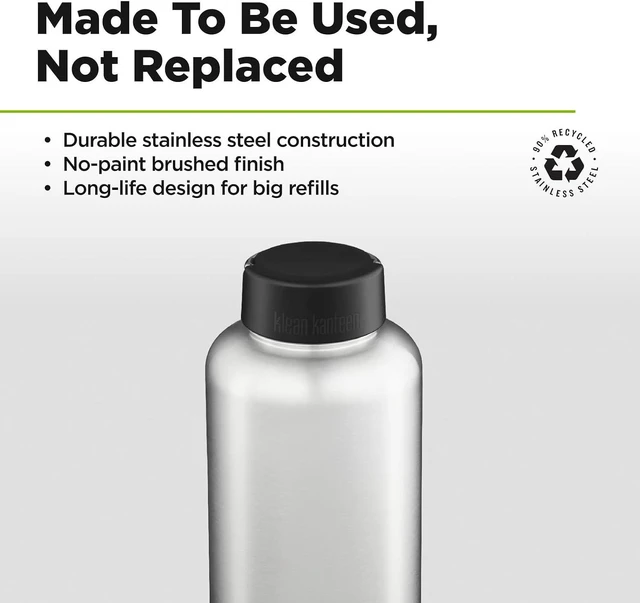 Alt view image 7 of 7 - Klean Kanteen Wide Water Bottle with Loop Cap - Stainless Steel Water Bottle for Daily Hydration & Outdoor Use - Non-Insulated - BPA Free, Dishwasher Safe - Brushed Stainless, 64 oz