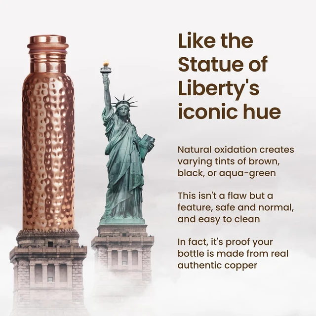 Alt view image 6 of 7 - Otiem 100% Copper Water Bottle for Drinking Water, 34 Oz Hammered Finish