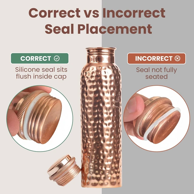 Alt view image 7 of 7 - Otiem 100% Copper Water Bottle for Drinking Water, 34 Oz Hammered Finish