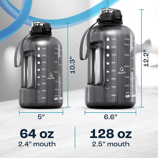 Alt view image 7 of 7 - AQUAFIT 1 Gallon Water Bottle with Time Marker, 2in1 Lid