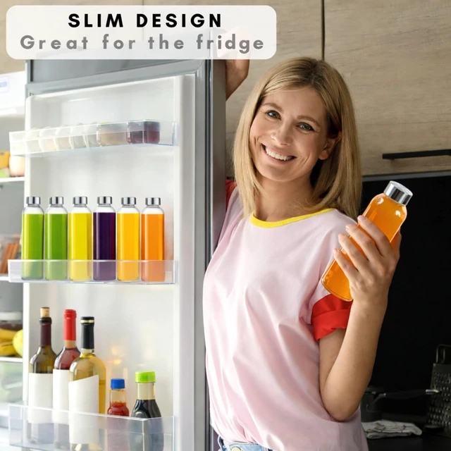 Alt view image 6 of 7 - Brieftons Glass Water Bottles with Lids, 18 oz Set of 6: BPA-Free Soda Lime, Leakproof Stainless Steel Caps, Reusable Juice, Kefir & Kombucha Bottles for Juicing, Fermentation & Everyday Drinking