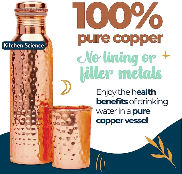 Alt view image 2 of 6 - Kitchen Science 34 oz Copper Water Bottle Set with Tumbler & 2 Sleeves