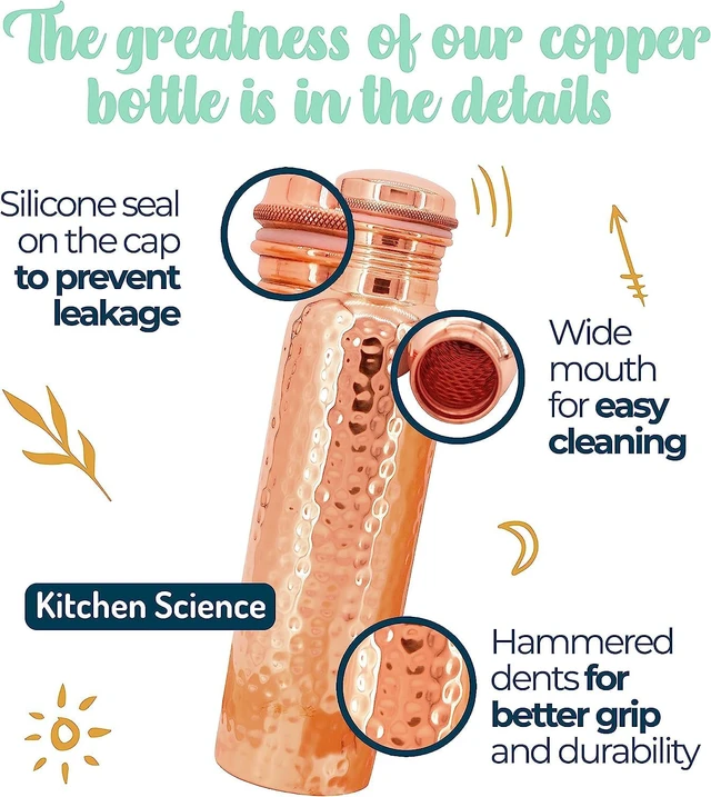 Alt view image 4 of 6 - Kitchen Science 34 oz Copper Water Bottle Set with Tumbler & 2 Sleeves