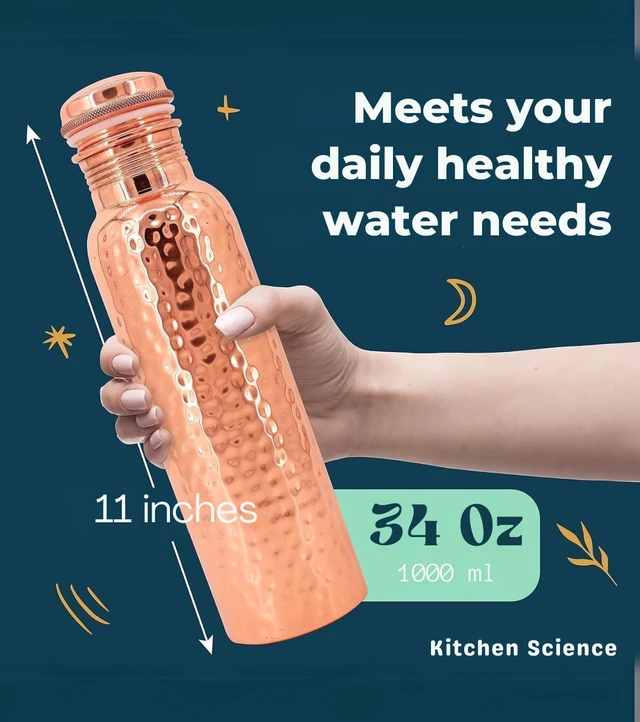 Alt view image 5 of 6 - Kitchen Science 34 oz Copper Water Bottle Set with Tumbler & 2 Sleeves