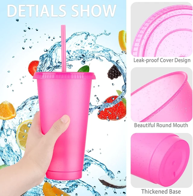 Alt view image 3 of 6 - Honeydak 30 Pack Plastic Tumbler with Straw and Lid Bulk, Elegant Color