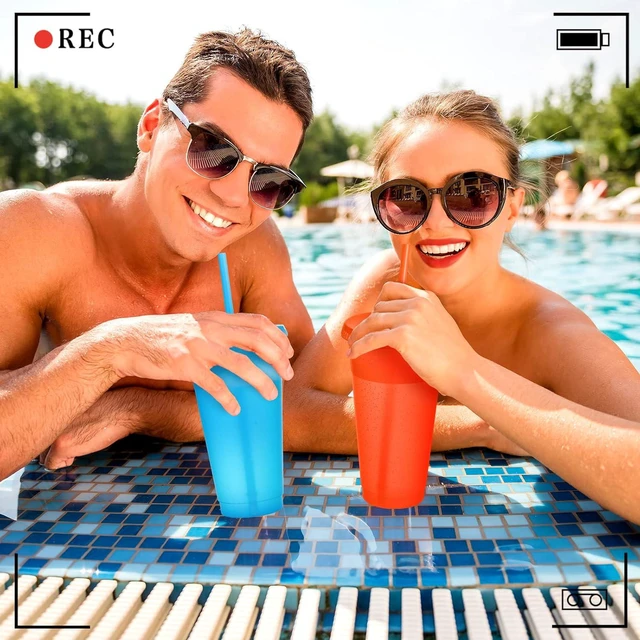 Alt view image 6 of 6 - Honeydak 30 Pack Plastic Tumbler with Straw and Lid Bulk, Elegant Color