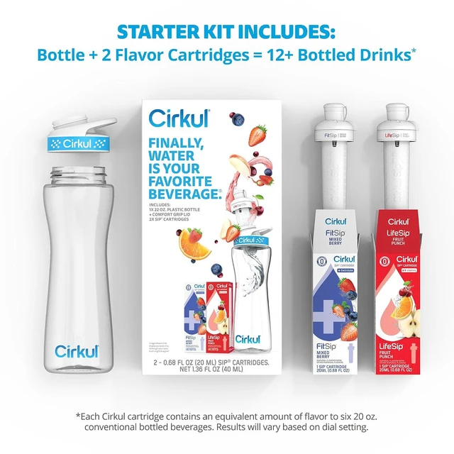 Alt view image 2 of 7 - Cirkul 22oz Clear Plastic Water Bottle with Two No Sugar, 0 Cal Cartridges