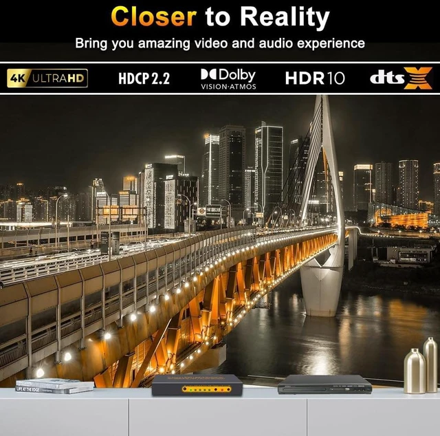 Alt view image 3 of 7 - SkycropHD 4K@60Hz 5x1 HDMI Switch with Remote, 5 in 1 Out HDMI 2.0 Switcher