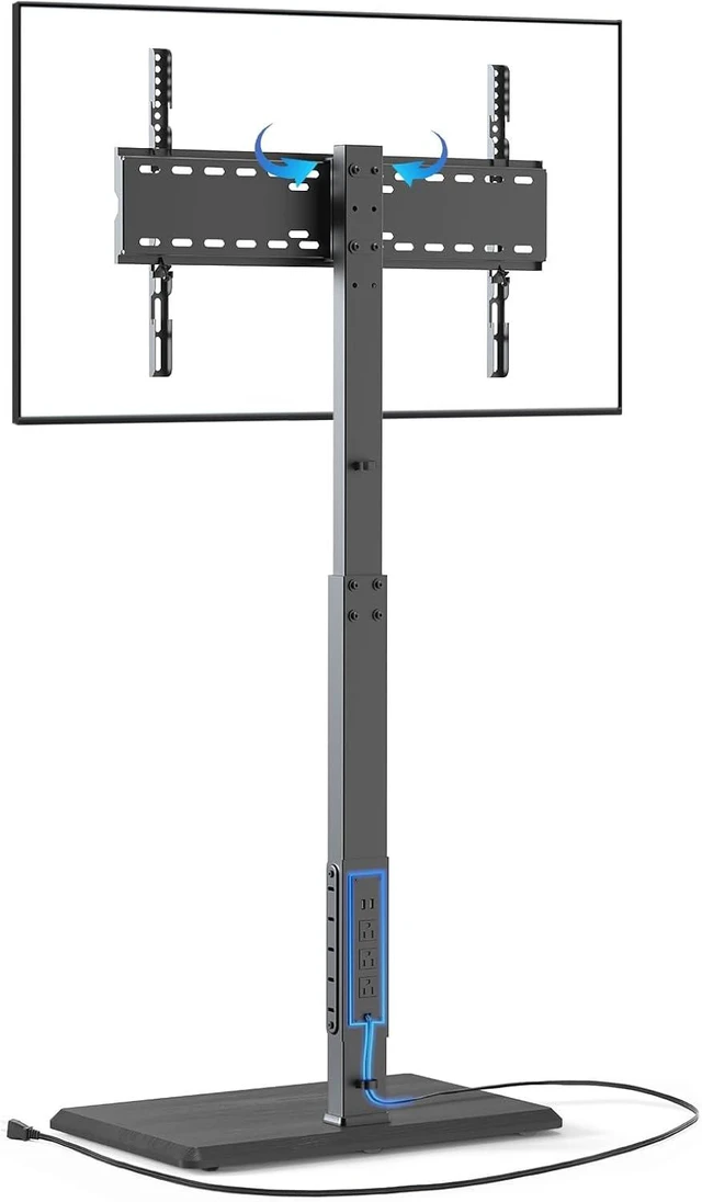 Main image of Floor TV Stand with Power Outlet for 32-75 Inch TVs, 110 lbs Capacity