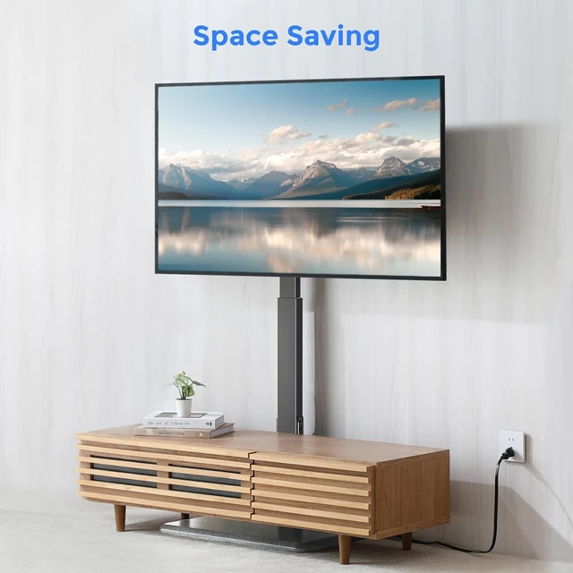Alt view image 7 of 7 - Floor TV Stand with Power Outlet for 32-75 Inch TVs, 110 lbs Capacity