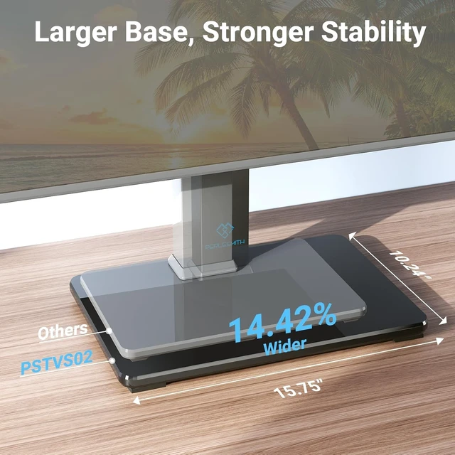 Alt view image 5 of 7 - PERLESMITH Universal Swivel TV Stand for 32-75 inch TVs to 99lbs with Legs