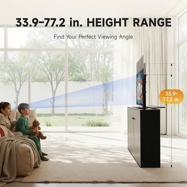 Alt view image 3 of 7 - CO-Z Motorized TV Lift for 32" to 70" TVs up to 600x400 VESA, Height Adjustable TV Stand and Wall Mount with Remote Control and Memory Setting, Automatic Lift for Home Office