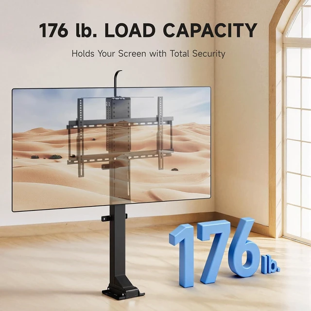 Alt view image 4 of 7 - CO-Z Motorized TV Lift for 32" to 70" TVs up to 600x400 VESA, Height Adjustable TV Stand and Wall Mount with Remote Control and Memory Setting, Automatic Lift for Home Office