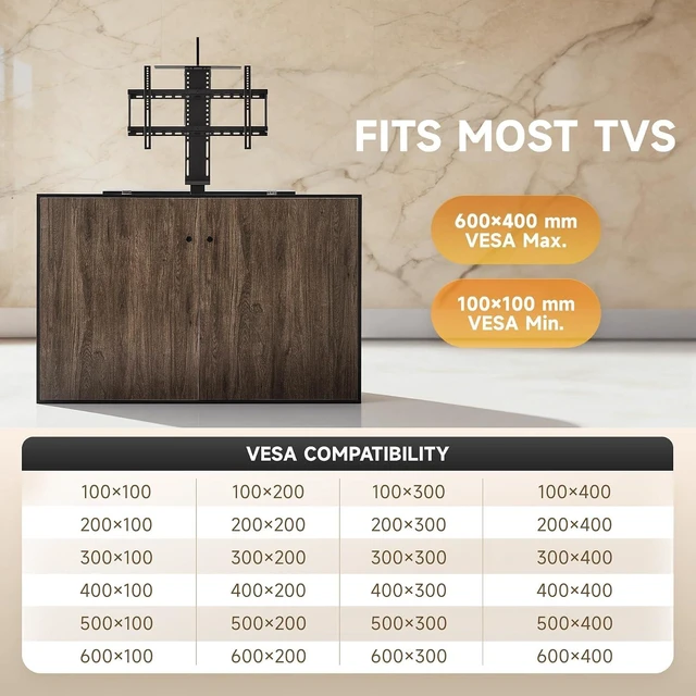 Alt view image 6 of 7 - CO-Z Motorized TV Lift for 32" to 70" TVs up to 600x400 VESA, Height Adjustable TV Stand and Wall Mount with Remote Control and Memory Setting, Automatic Lift for Home Office