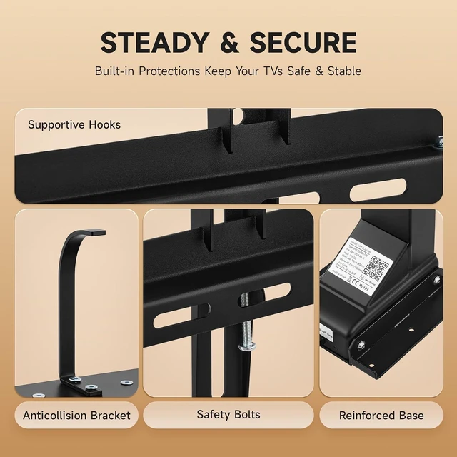 Alt view image 7 of 7 - CO-Z Motorized TV Lift for 32" to 70" TVs up to 600x400 VESA, Height Adjustable TV Stand and Wall Mount with Remote Control and Memory Setting, Automatic Lift for Home Office